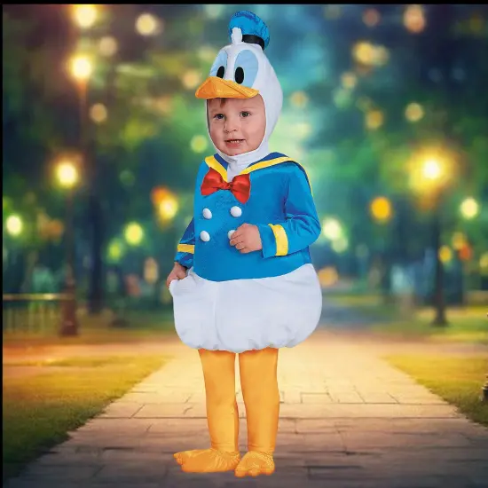 Boys Donald Duck Costume With Soft Hood And Signature Sailor Jumpsuit Infant Fits 12-18 Months {1}