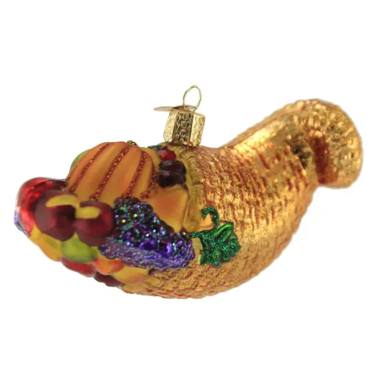 Old World Christmas 3.0 Inch Cornucopia. Christmas Tree Ornament , Thanksgiving Bountiful Gold {3}