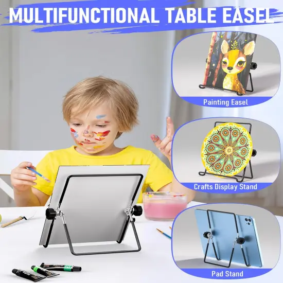 34PCS Art Painting Supplies Kit,12 Colors Acrylic Paint,Table Easel,6 Canvas Panels,10 Brushes {5}