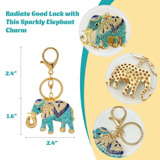 Wrapables Crystal Bling Keychain, Keyring Purse Handbag Pendant Charm, Blue Opulent Elephant {2}