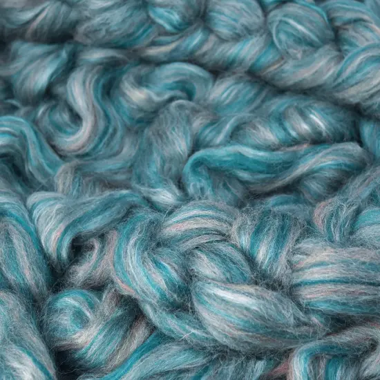 Designer Blend Shetland & Silk Roving for Spinning and Felting. Fancy, Colorful, Exotic - Limited Edition. Swan Song {2}