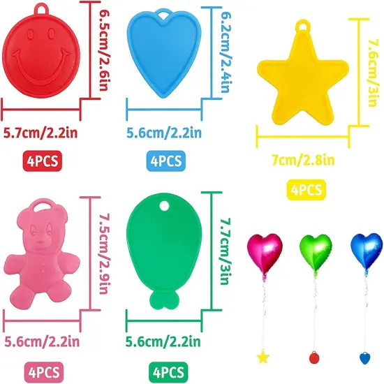 20 PCS Balloon Weights, Colorful Plastic Balloon Weights, Heart Star Smiley Bear Balloon Shaped Helium Balloon Weights for Party Decor (color and shape random) {4}