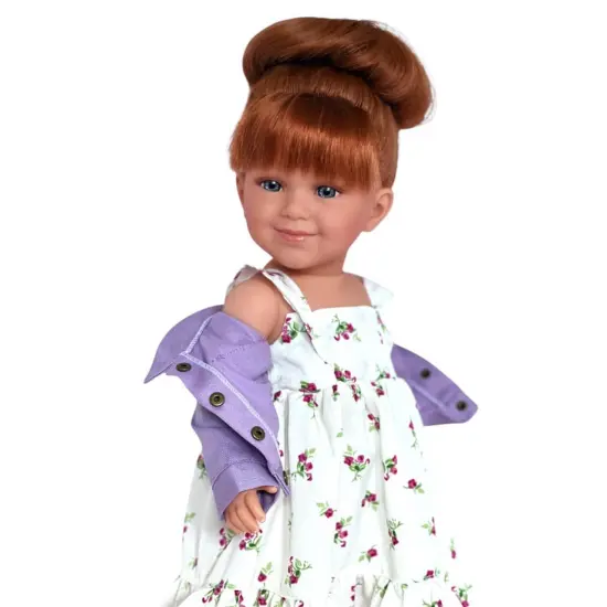 Autumn Rae Smiles Doll &ndash; Red Hair, Blue Eyes, Lavender Dress & Denim Jacket {4}