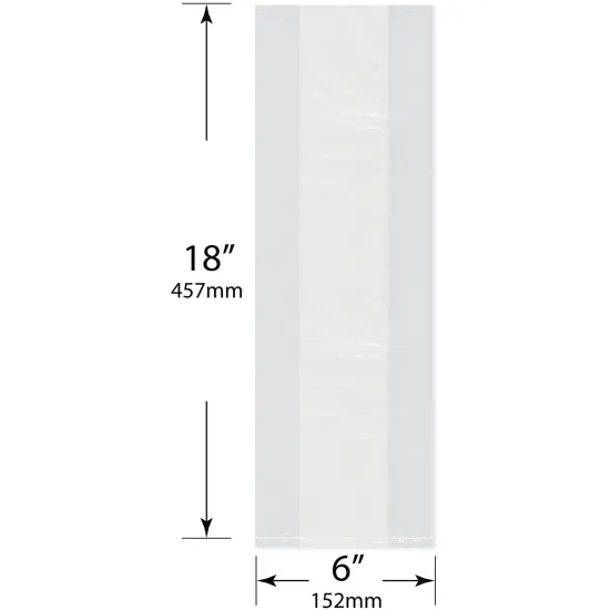 Plymor 6" x 3" x 18" (Pack of 100), 2 Mil Gusseted Plastic Bags {3}