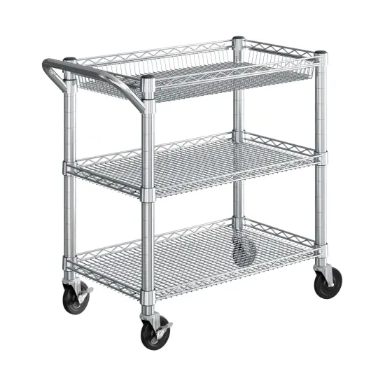 Seville Classics 3-Tier NSF Heavy-Duty Utility Cart, 34.6" W x 18.25" D x 33.8" H {6}