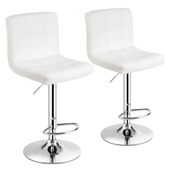 Costway Set of 2 Adjustable Bar Stools PU Leather Swivel Kitchen Counter Pub Chair {8}