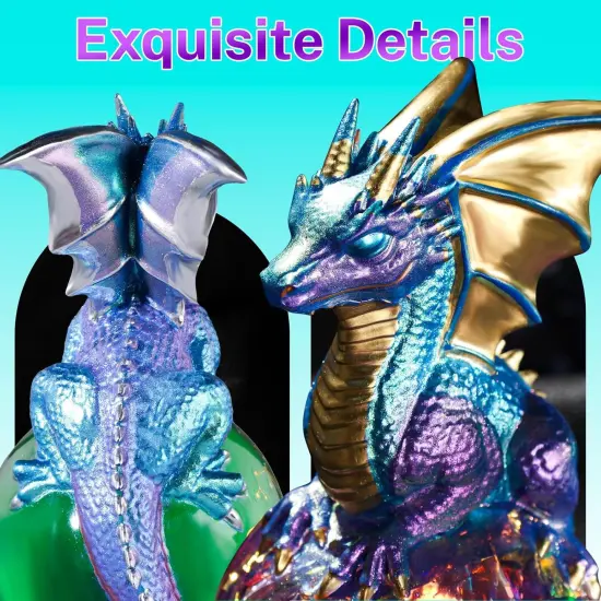 LET'S RESIN Dragon Resin Molds, Dragon Figurines Epoxy Resin Molds with Egg Base, 3D Animal Silicone Molds for Resin Crafts, DIY Home Desk Decor & Gifts {3}