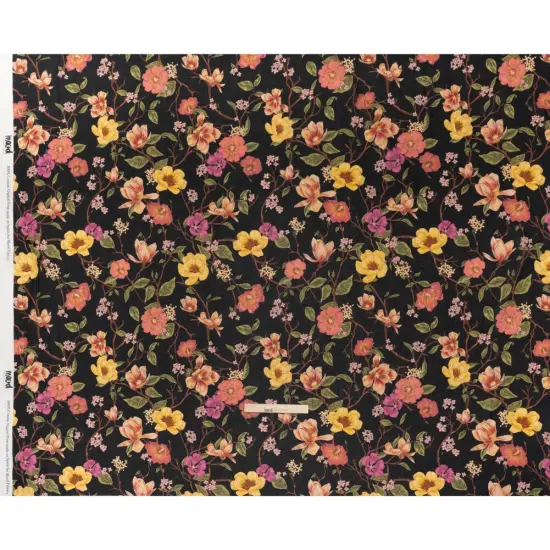 1 Yard Eves Euphoria Cotton Voile Fabric Pink Fuchsia Purple Black Floral 59 inch Width {3}