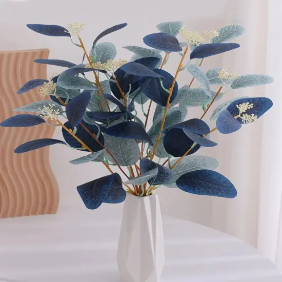 6pcs Artificial Eucalyptus Stems Blue Fake Eucalyptus Leaves Tall Eucalyptus Branches Floral Decorations for Boho Home Decor Flowers Arrangement {6}
