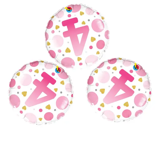 Age 4 Pink Dots 18 Inch Foil Mylar Balloon {3}