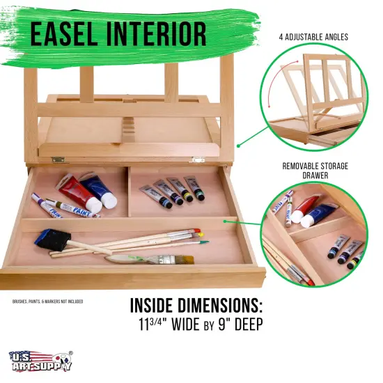 Solana Adjustable Wood Art Easel: Portable Beechwood Tabletop Easel with Storage Drawer & Palette for Painting & Drawing, Artist Desktop {3}