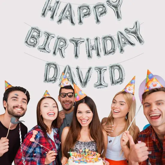 65 Pcs 16 Inch Silver Happy Birthday Balloons - Silver {5}