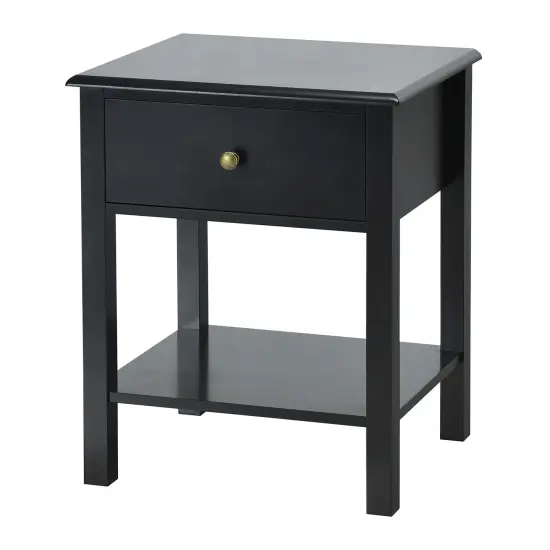 Costway End Table Nightstand Storage Display Drawer Shelf Beside Bedroom White\Black {1}