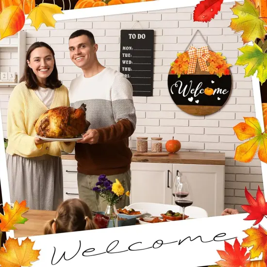 Fall Welcome Wooden Hanging Sign - (Maple) {4}