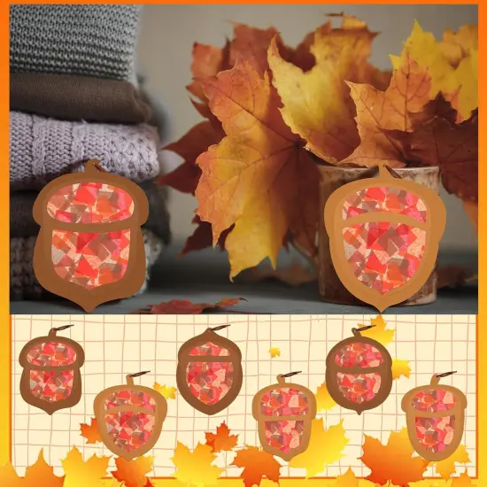 24 Sets Fall Acorn Crafts Kit DIY Tissue Paper Sign Crafts {4}