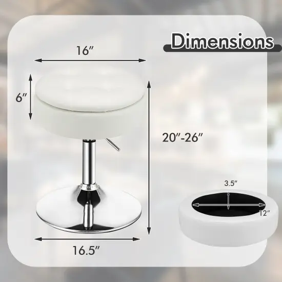 Costway Set of 3 Adjustable&nbsp;Vanity Stool 360&deg; Swivel Storage Makeup Chair withTray White/Black/Pink {4}