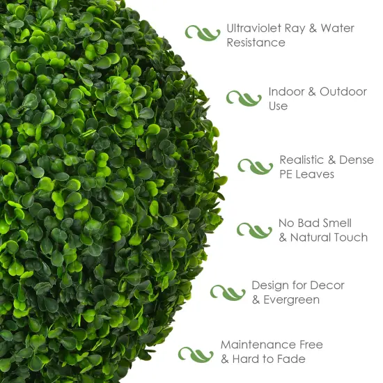 Costway 2 PCS 15.7'' Artificial Boxwood Topiary Balls UV Protected Indoor Outdoor {5}