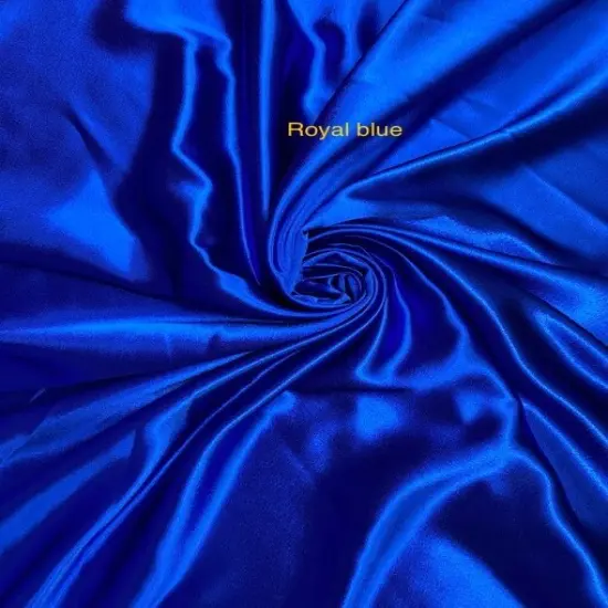 1 Yard Royal Blue Crepe Satin Fabric Shiny Drapery Material For Gown Dress Costume 58" Width {1}