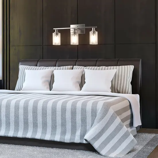 Costway 3-Light Wall Sconce Modern Bathroom Vanity Light Fixtures w/ Clear Glass Shade {5}