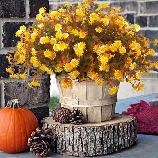 12 Bundles Artificial Fall Flowers for Outdoors - Fall {3}