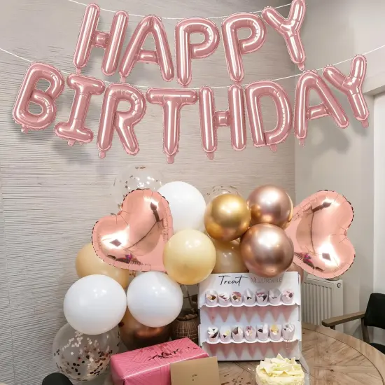 Happy Birthday Balloon Banner Rose Gold - Rose Gold {4}