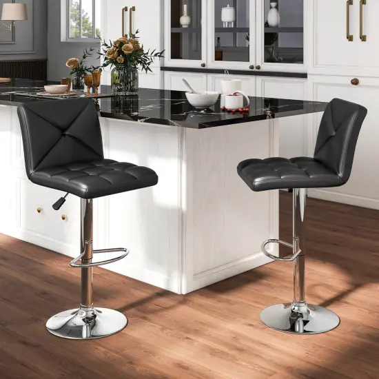 Costway Modern Bar Stools Set of 2 PU Leather Upholstered Swivel Counter Stools with Back Black/Brown/White {10}