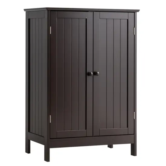 Bathroom Floor Storage Cabinet Double Door Kitchen Cupboard Shoe Cabinet Brown {1}