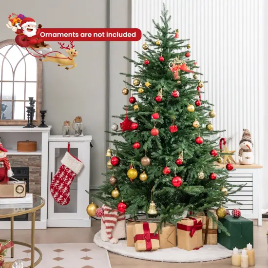 Costway 6/7 FT Pre-Lit Artificial Christmas Tree Hinged 788/1130 Branch Tips & 280/380 LED Lights {4}