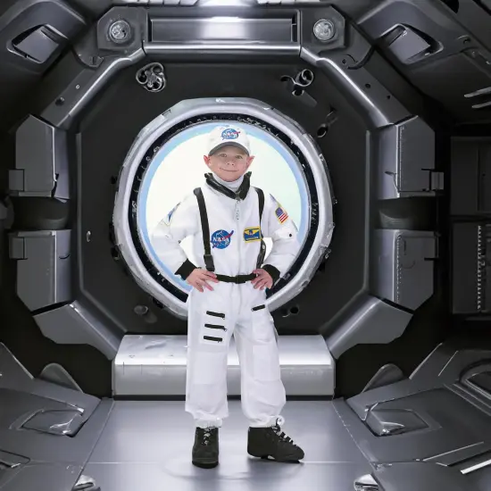 Jr Astronaut Suit (White) W/Cap Child Costume {7}