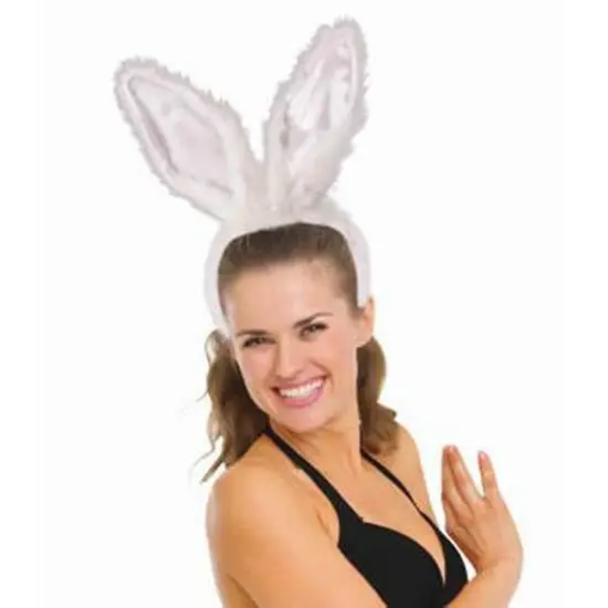 white Super Deluxe Bunny Ears adult womens Easter Halloween costume {1}