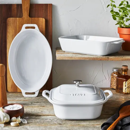 Staub Ceramic 4-pc Baking Pans Set, Casserole Dish with Lid, Brownie Pan {7}