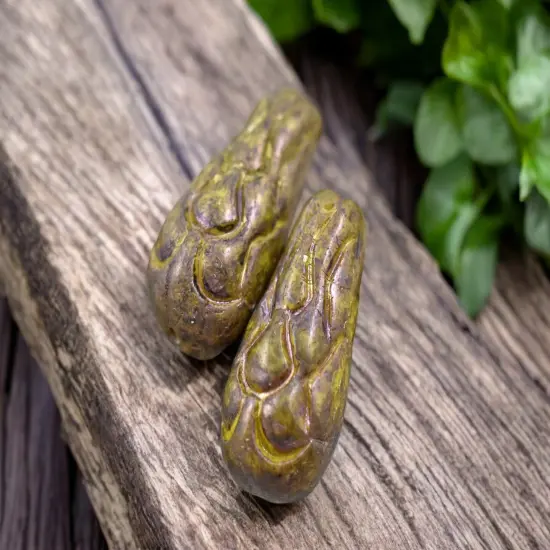 *6* 25x12mm Opaque Yellow Nebula Mermaid Scale Large Drop Beads {6}