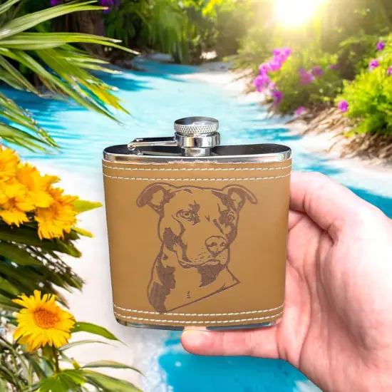 6oz Pit bull Leather Flask {5}