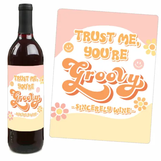 Big Dot of Happiness Stay Groovy - Boho Hippie Style Party Decorations for Women and Men - Wine Bottle Label Stickers - Set of 4 {4}