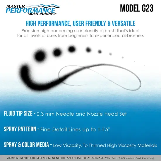 Master Performance G23 Multi-Purpose Dual-Action Gravity Feed Airbrush, 0.3 mm Tip, 1/3 oz Cup, Cutaway Handle {4}