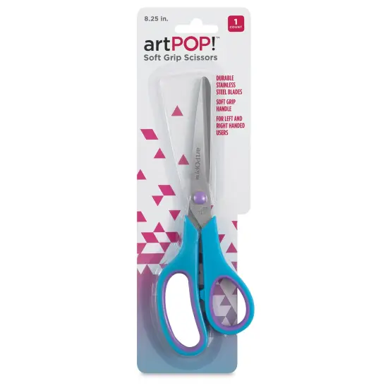 artPOP! 8.25&Prime; Soft Grip Scissors, Left and Right-Hand Use, Stainless Steel Blades, Soft Comfort Grip, Long-Lasting Use, Multi-Purpose Scissors for Craft, Stationery, Home, Office, Blue & Purple {2}