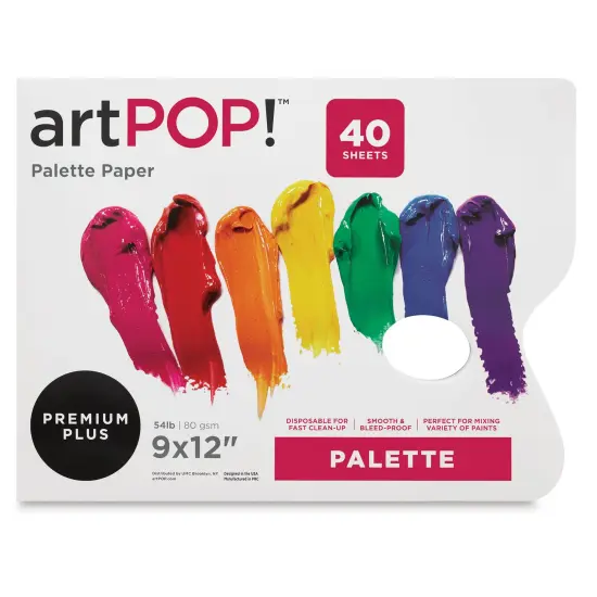 artPOP! Palette Paper, 9 x 12 inches, Disposable, Coated Paper, 54 lb, 80gsm, 40 Removable Sheets, Bleed-Proof Painting Pad for Mixing Oil, Acrylic, Watercolor and Gouache Paints {3}