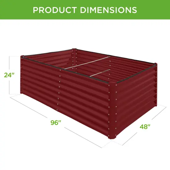 Best Choice Products 8x4x2ft Outdoor Metal Raised Garden Bed, Planter Box for Vegetables, Flowers, Herbs Royal Red {2}