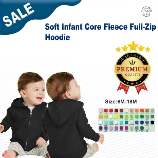 Port & Company&reg; Soft Infant Core Fleece Full Zip Hoodie Jet Black {3}