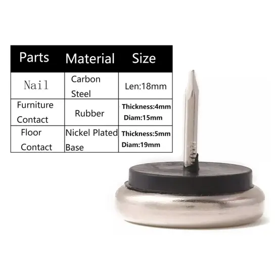 Kitcheniva 7/8" Nickel Base Metal Nail-On Glides For Wood Furnitures Crafts {4}