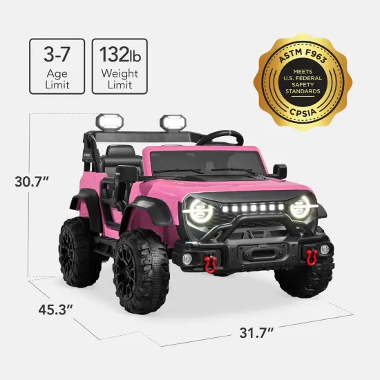 Best Choice Products Kids 24V 2-Seater Electric Ride-On Car Truck w/ Parent Control, Bluetooth, LED Lights Pink {2}