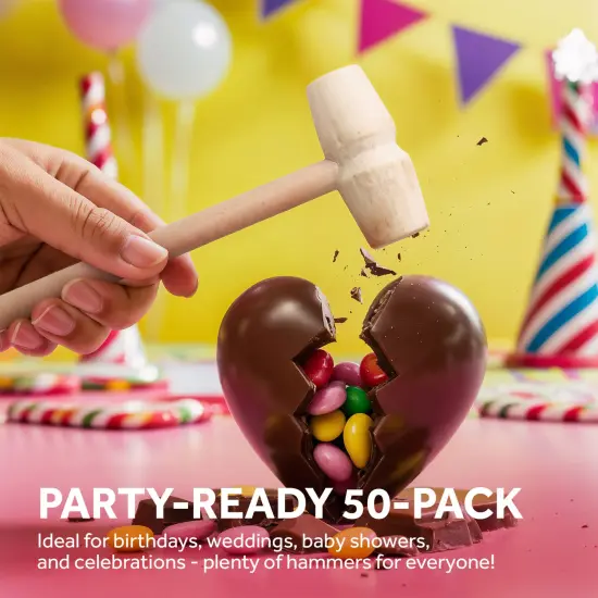 Mini Wooden Hammer for Chocolate, Breakable Heart, Wood Crab Mallets, 5 1/2 Inch Wooden Mallet, Mini Mallet,Small Wooden Hammer, Crafts and Party Props {6}