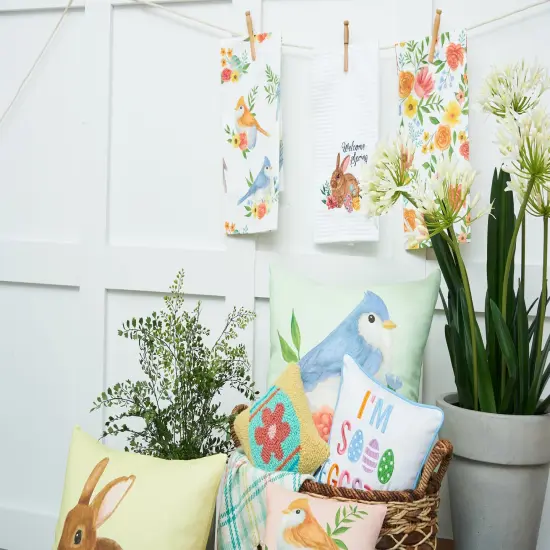 50" x 60" Bunny Trail Plaid Spring Easter Themed Accent Throw Blanket {3}