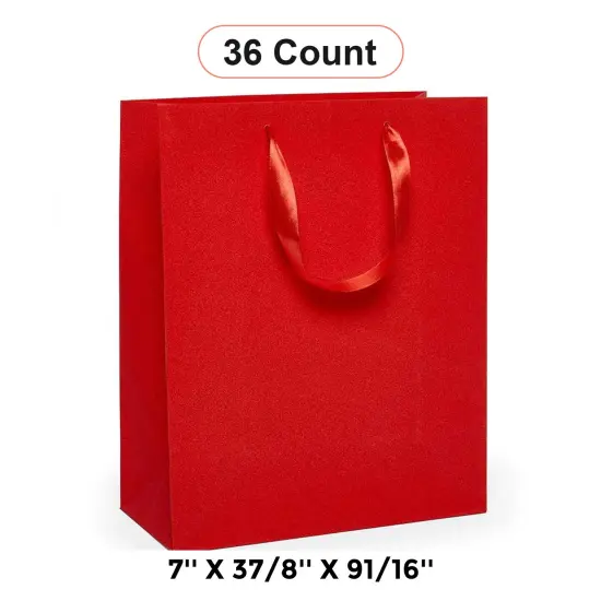 7'' x 3 7/8'' x 9 1/16'' Glitter Grain Euro Totes for Gifts and Events Red {1}