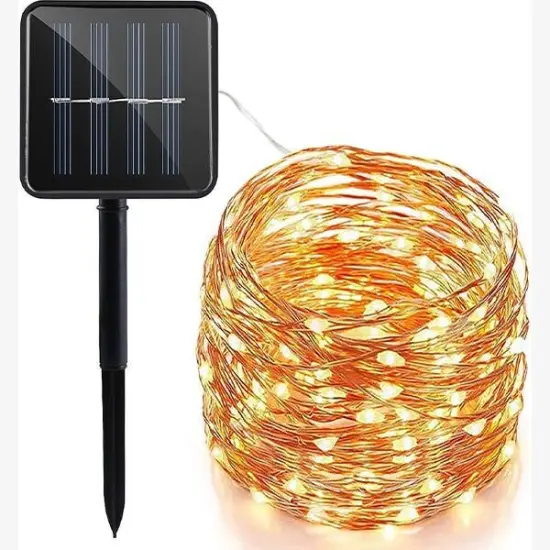 100 LED Microdot Wire Solar Fairy Light 32ft Warm White {7}