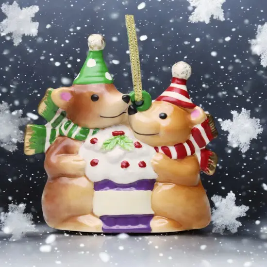 Ceramic Teddy Bears Christmas Tree Ornament, Christmas Decor, Gift for Her {1}