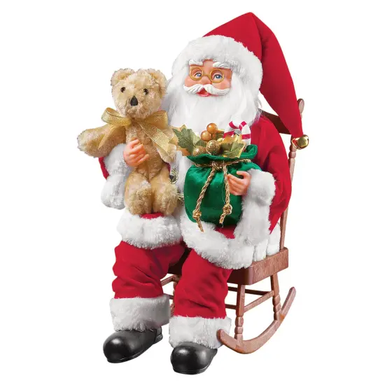 Collections Etc Musical Santa Claus Figure in Rocking Chair {2}