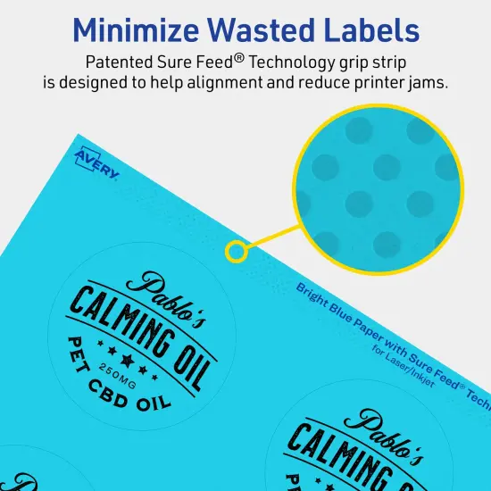 Avery Bright Blue Paper Labels, 2.75" Diameter Round {4}