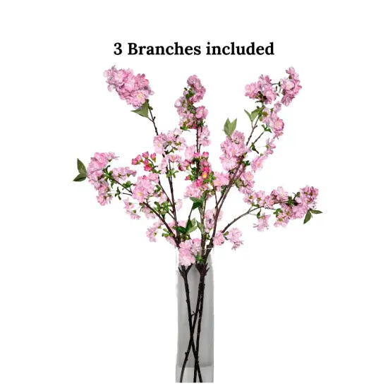Camilla Silk Pink Cherry Blossom Branch &ndash; 33" Set of 3 | Artificial Cherry Blossom Stems with Realistic Bark and Blossoms | Faux Spring Floral D&eacute;cor for Home, Weddings, or Events {4}