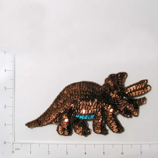 7 1/4"x3 1/4" Sara Triceratop Dinosaur Sequin Applique/Patch {1}